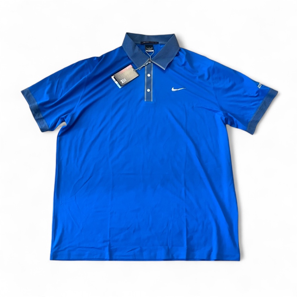Nike Dri-Fit Tiger Woods Collection Blue Polo Golf Short Sleeve Shirt men’s XL